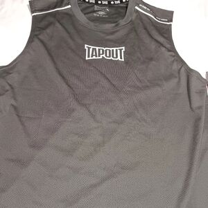 TAP OUT SLEEVELESS SHIRT 2 WAY STRETCH BREATHABLE FABRIC MOISTURE WICKING LARG